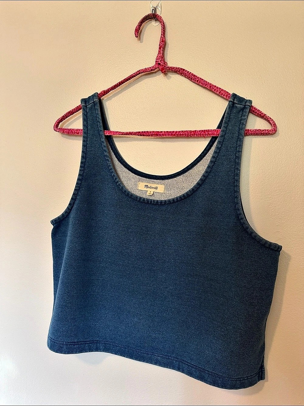 Madewell Indigo Terry Crop Tank Blue Tank Top Small